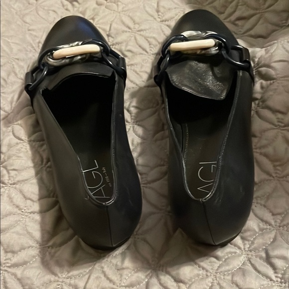 AGL Dark Navy Loafers with Chain Detail - Picture 2 of 4